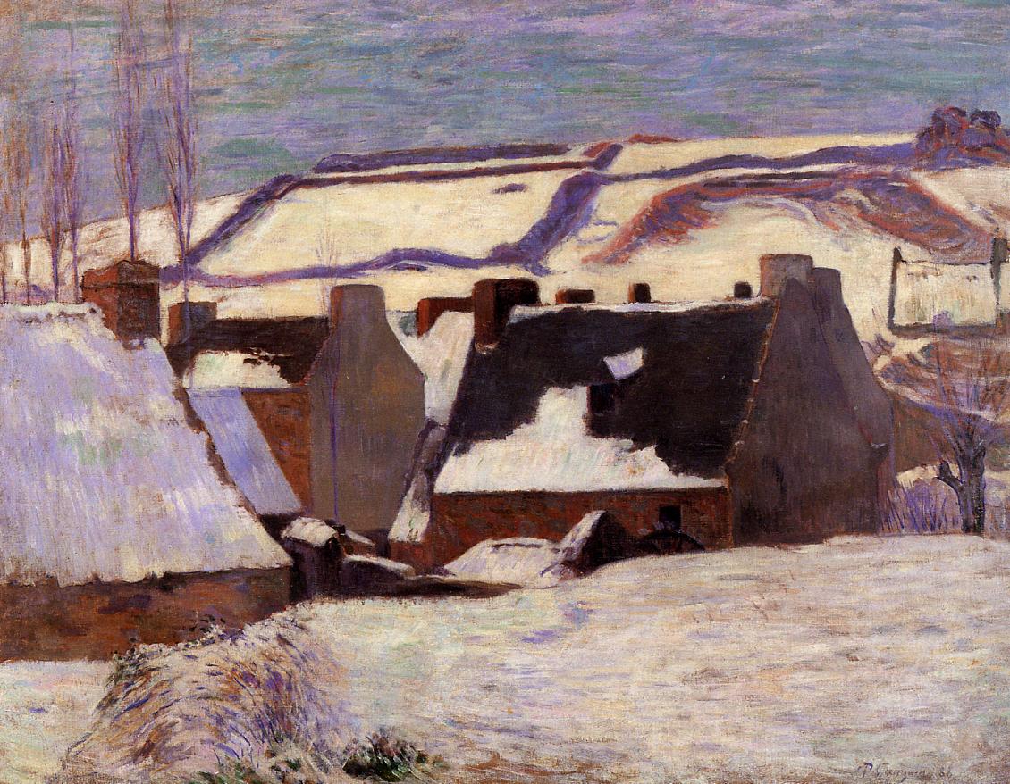 Pont-Aven in the Snow - Paul Gauguin Painting